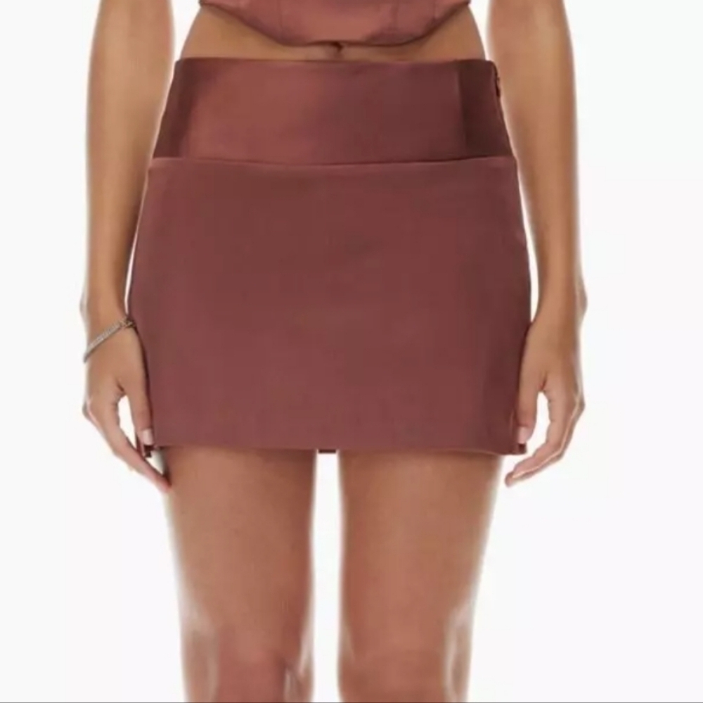 SUNDAY BEST Satin Mini Metallic Chocolate Burnt Bronze Aritzia